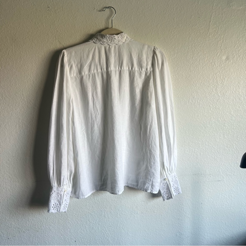 Ann Taylor Elegant White Eyelet Blouse Classic Size M NWT - Picture 11 of 15